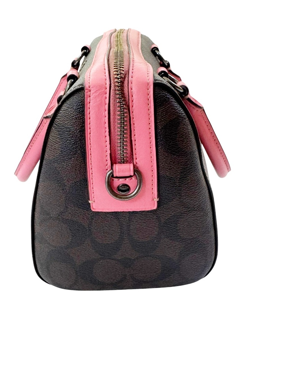 Coach Rowan Satchel Bag Signature Canvas Brown with Pink Trim 83607 - Picture 3 of 16